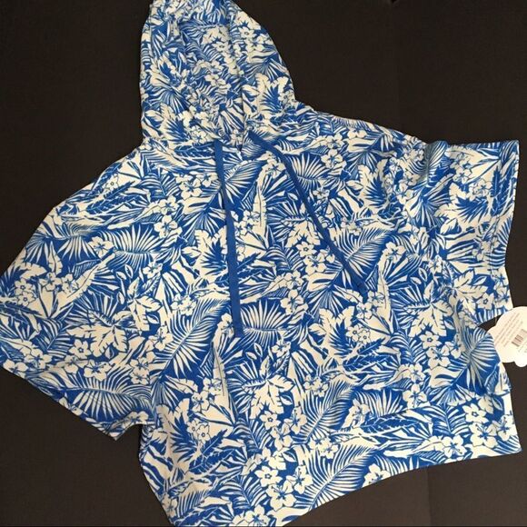 IVORY ELLA ANDREA‎ TROPICAL CROPPED PULLOVER HOODIE NWT - Picture 2 of 7